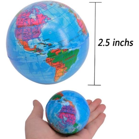 24 Pack Squeezable World Stress Balls for Kids Mini World Globe Earth Ball - Picture 2 of 4